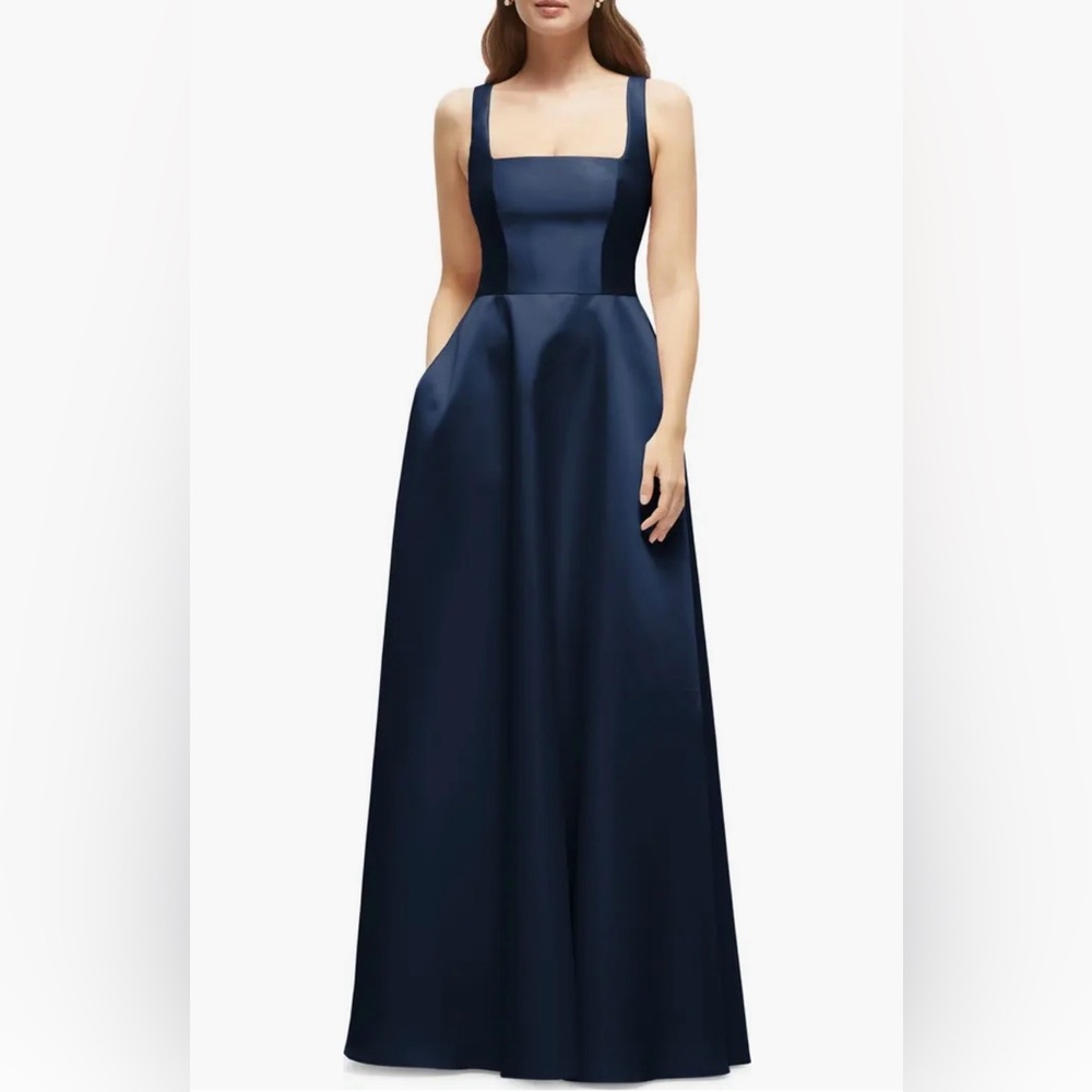 Dessy Collection Sleeveless Satin Gown Midnight